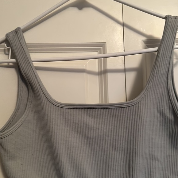 Ribbed square neck body suit gray Size L NWOT - Picture 2 of 8
